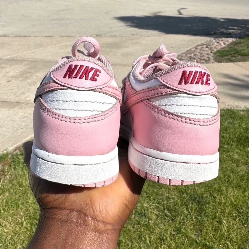 Nike Dunk Low Little Kids Athletic Shoes Size 2.5Y White Medium Soft Pink